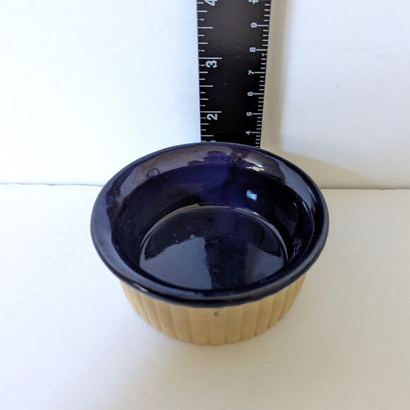 The Great American Stoneware Factory Ramekin Set of 2 Cobalt Glaze Ovenware - Picture 6 of 6